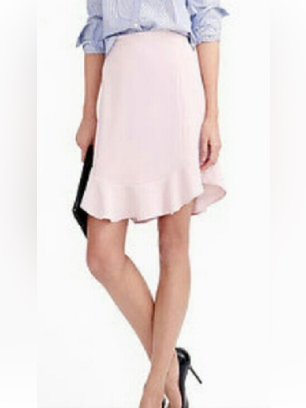 J. Crew Pale Pink Asymmetrical Ruffle Skirt Sz 6
